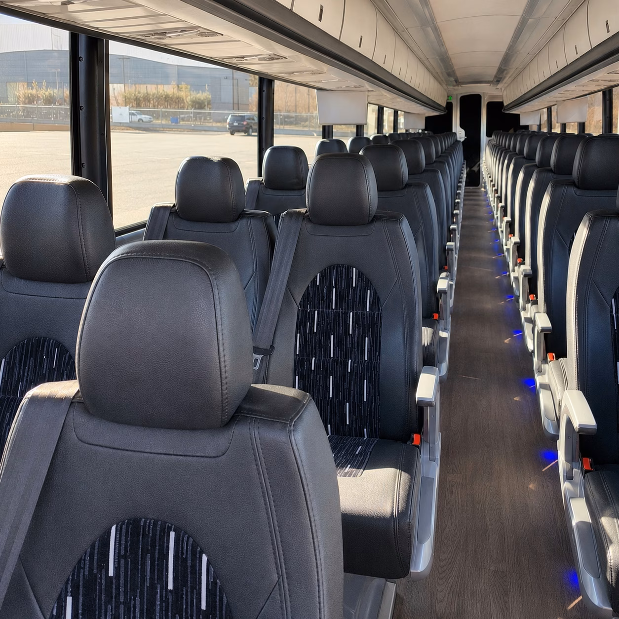 56 passenger charter bus inside